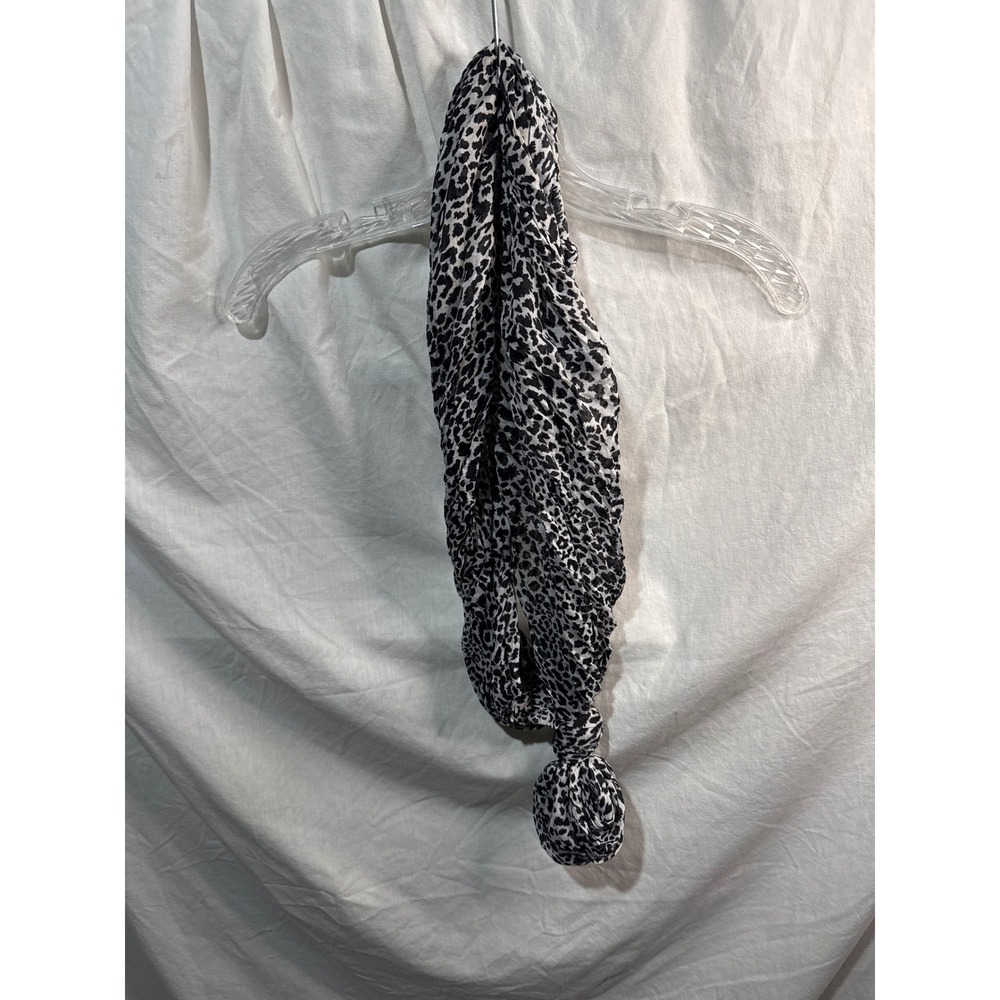 Black and White Leopard Print Infinity Scarf Lightweight Animal Print Wrap